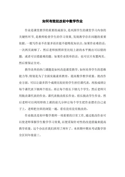 如何有效批改初中数学作业