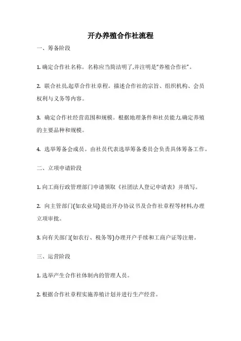 开办养殖合作社流程