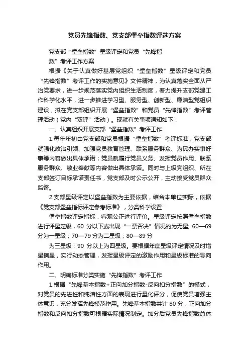 党员先锋指数、党支部堡垒指数评选方案