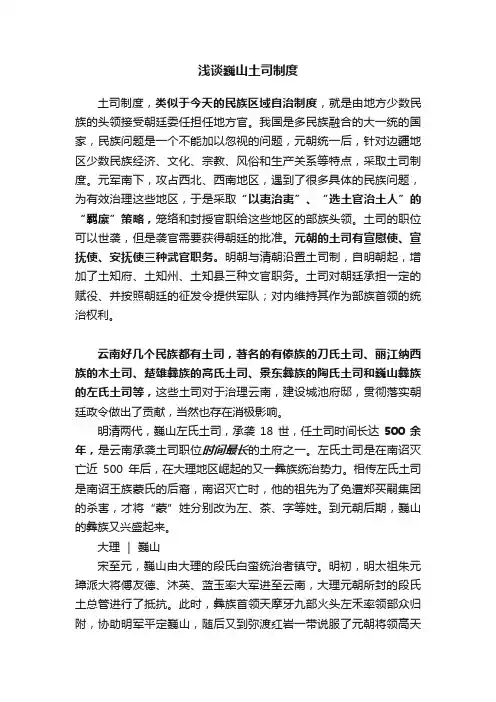 浅谈巍山土司制度