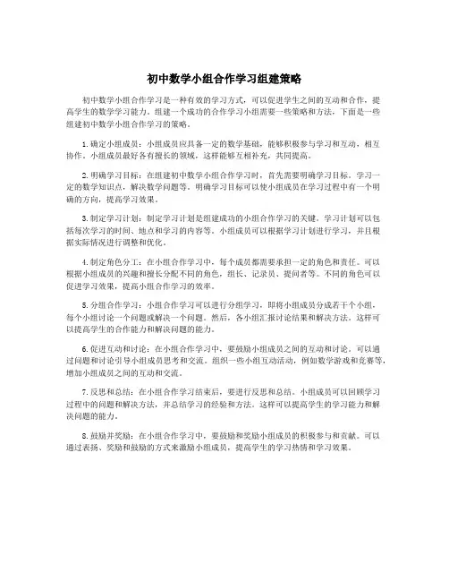初中数学小组合作学习组建策略