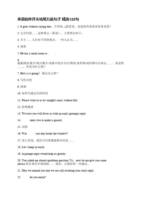 英语信件开头结尾万能句子(精选122句)