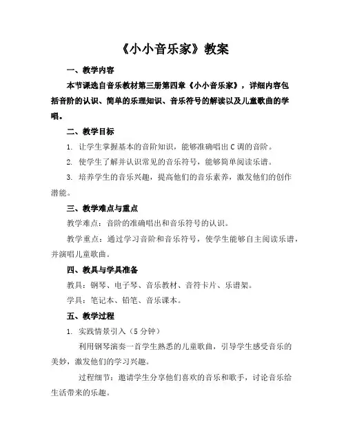 《小小音乐家》教案