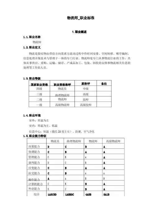物流师职业标准