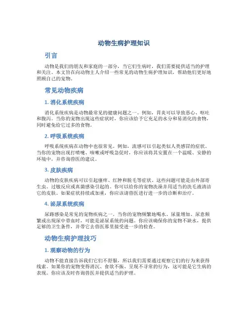 动物生病护理知识
