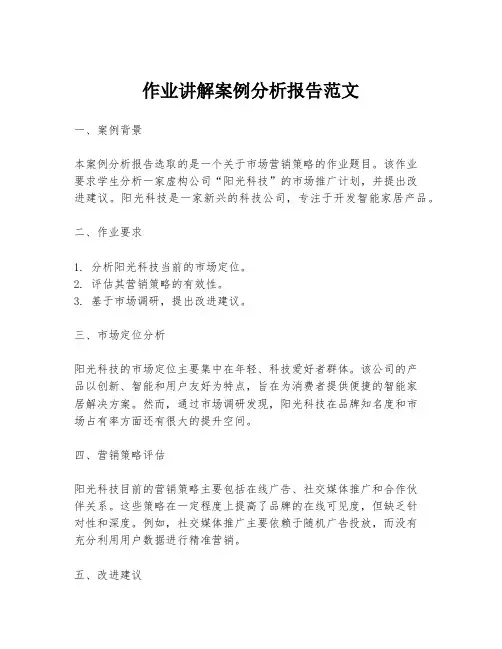 作业讲解案例分析报告范文
