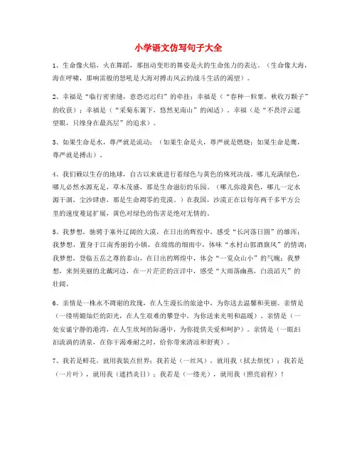 【仿写句子】小学语文仿写句子小升初必练