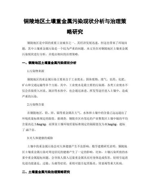 铜陵地区土壤重金属污染现状分析与治理策略研究