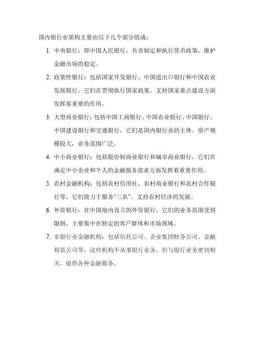 国内银行业架构