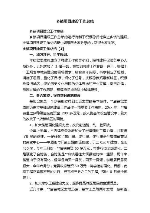 乡镇项目建设工作总结