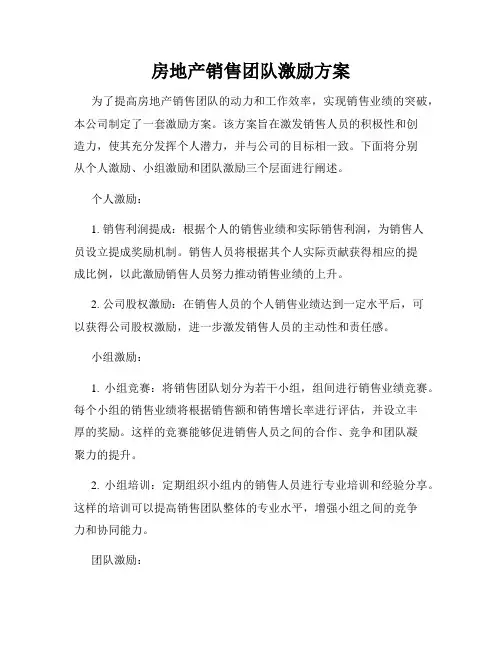 房地产销售团队激励方案