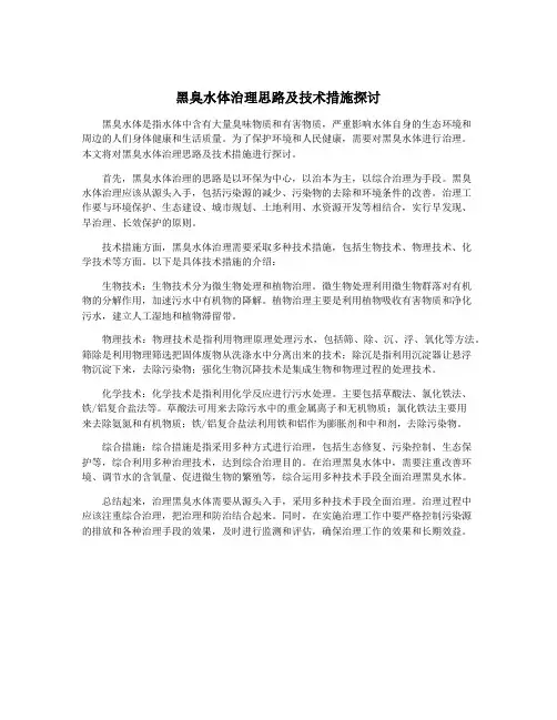黑臭水体治理思路及技术措施探讨