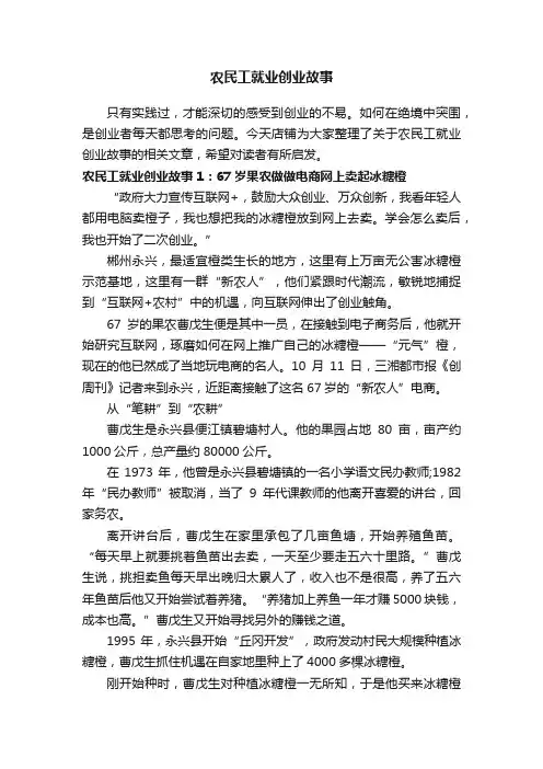 农民工就业创业故事