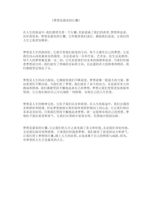 《__是最美的行囊》 作文 600字