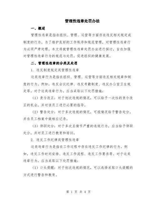 管理性违章处罚办法