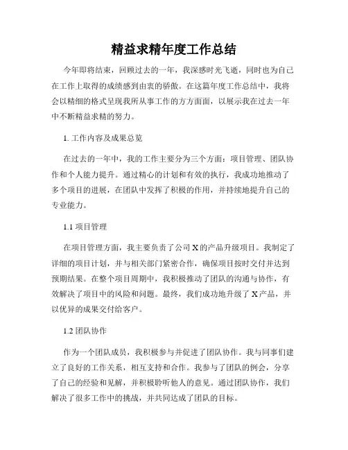 精益求精年度工作总结