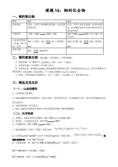课题16：Cu的化合物