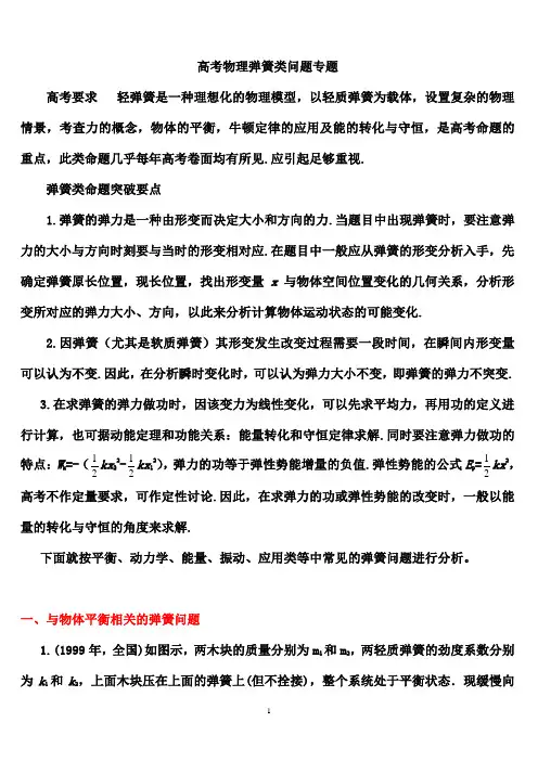 高考物理弹簧类问题专题