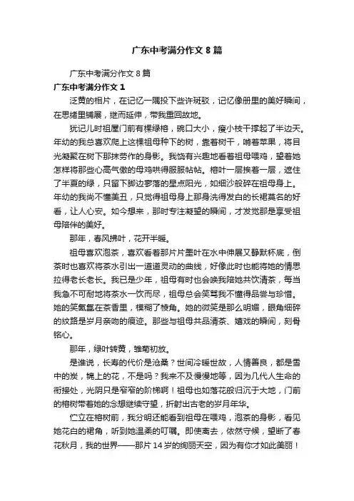 广东中考满分作文8篇