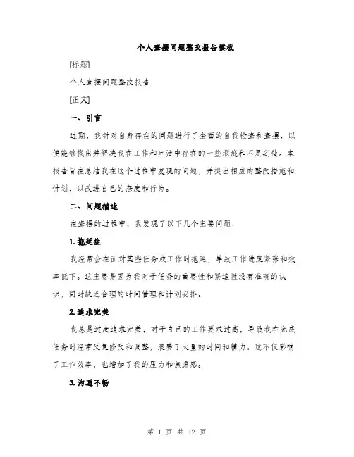 个人查摆问题整改报告模板(3篇)