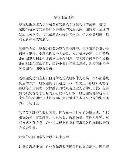 融资通俗理解