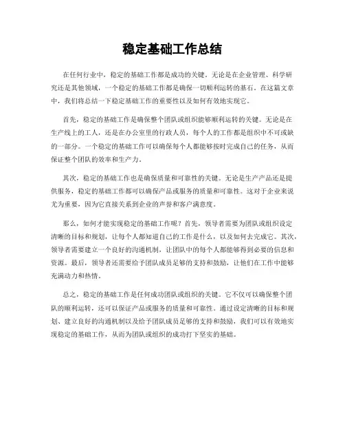 稳定基础工作总结