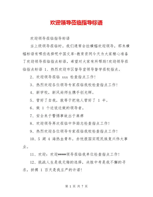 欢迎领导莅临指导标语