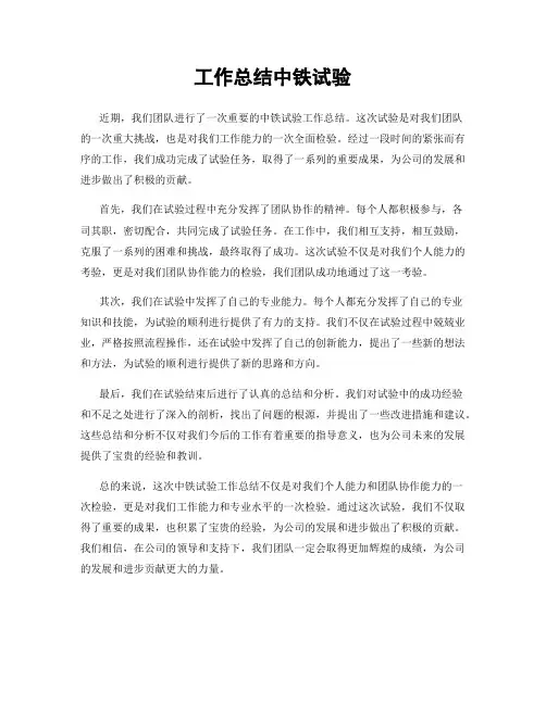工作总结中铁试验
