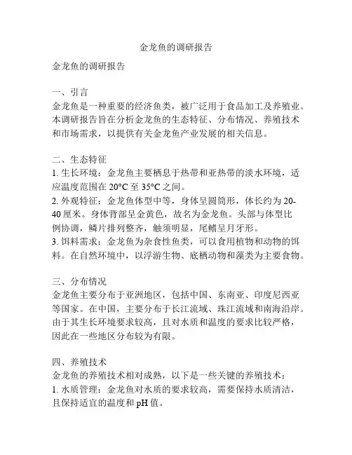 金龙鱼的调研报告