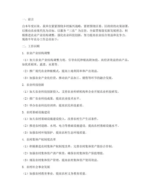 半年农办工作总结范文