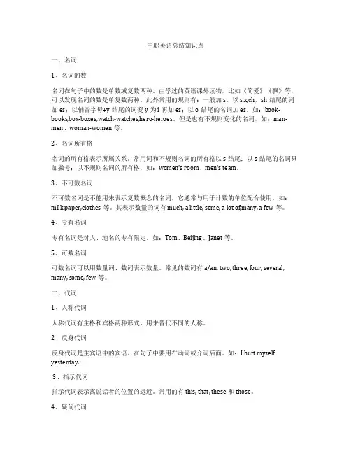 中职英语总结知识点