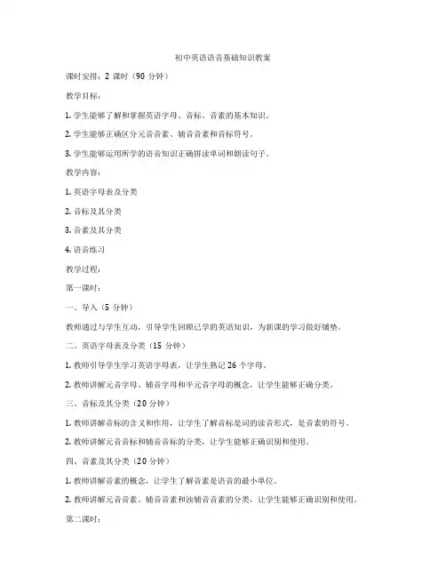 初中英语语音基础知识教案