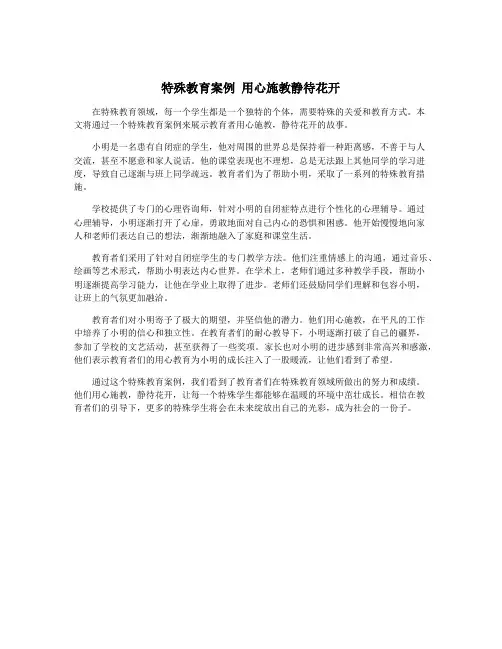 特殊教育案例 用心施教静待花开