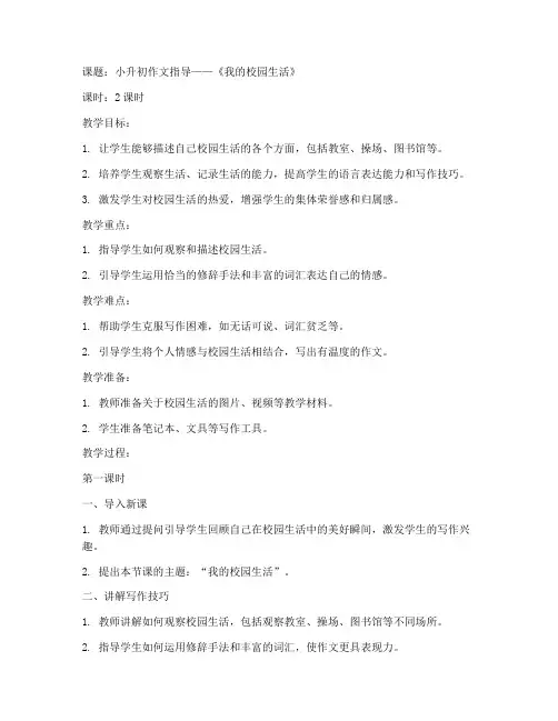 作文小升初教案模板范文
