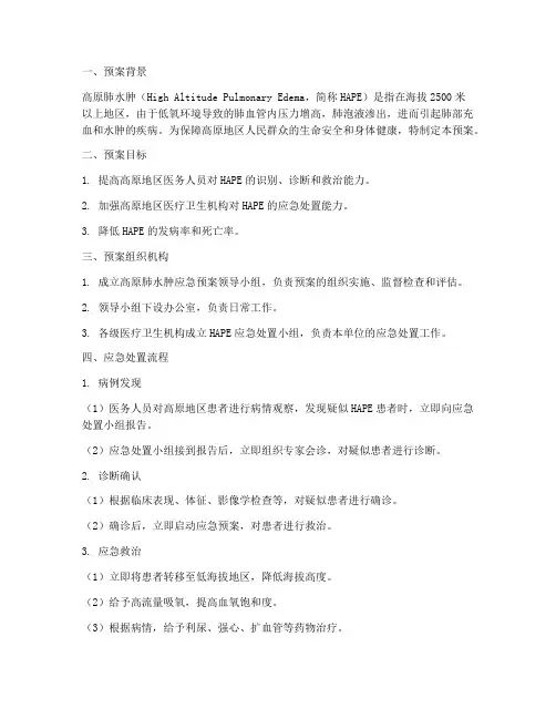 高原肺水肿应急预案
