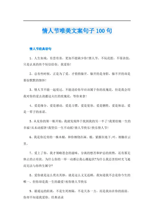 情人节唯美文案句子100句