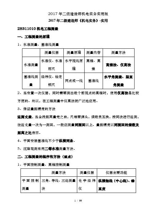 2017年二级建造师机电实务实用版