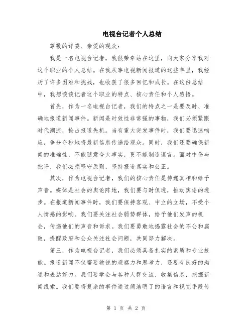 电视台记者个人总结