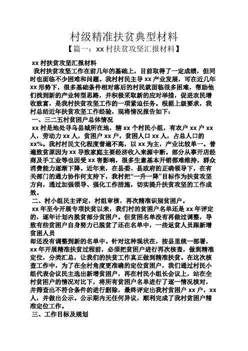 村级精准扶贫典型材料