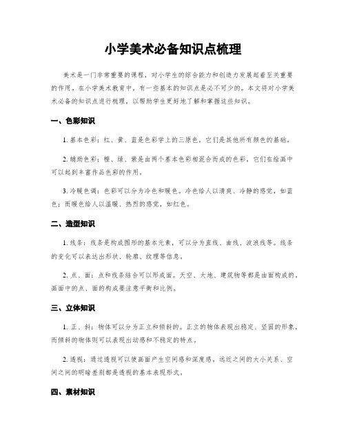 小学美术必备知识点梳理