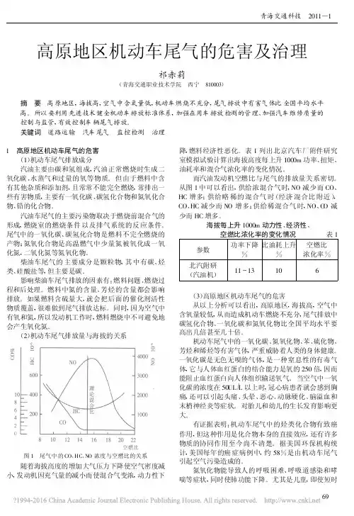 高原地区机动车尾气的危害及治理_祁赤莉