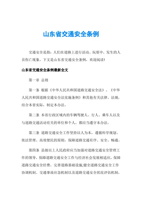 山东省交通安全条例