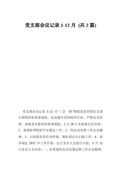 党支部会议记录1-12月（共2篇）