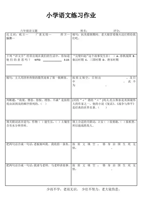 小学六年级语文拓展训练 (90)