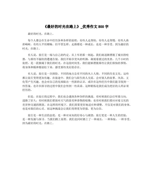 《最好的时光在路上》_优秀作文800字