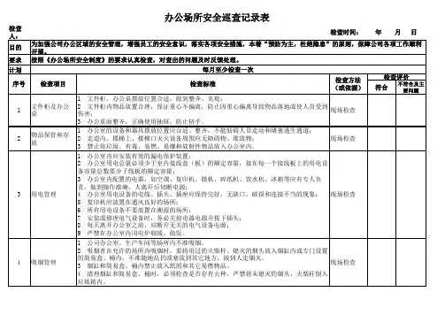 办公室场所安全巡视记录表