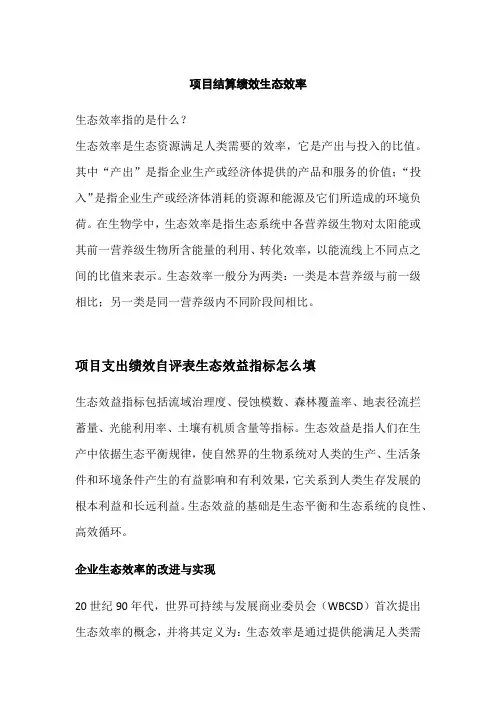 项目结算绩效生态效率