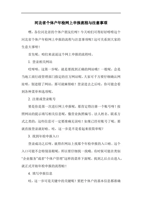 河北省个体户年检网上申报流程与注意事项