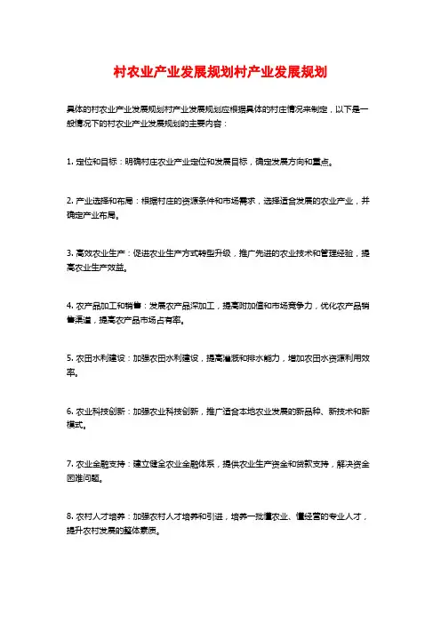 村农业产业发展规划村产业发展规划