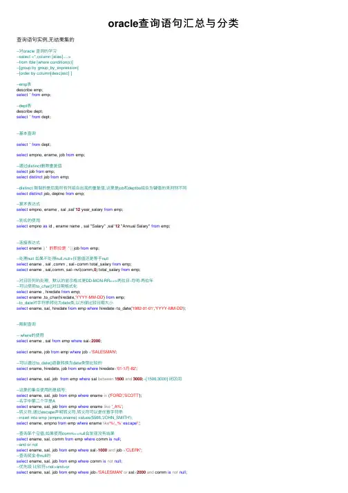 oracle查询语句汇总与分类